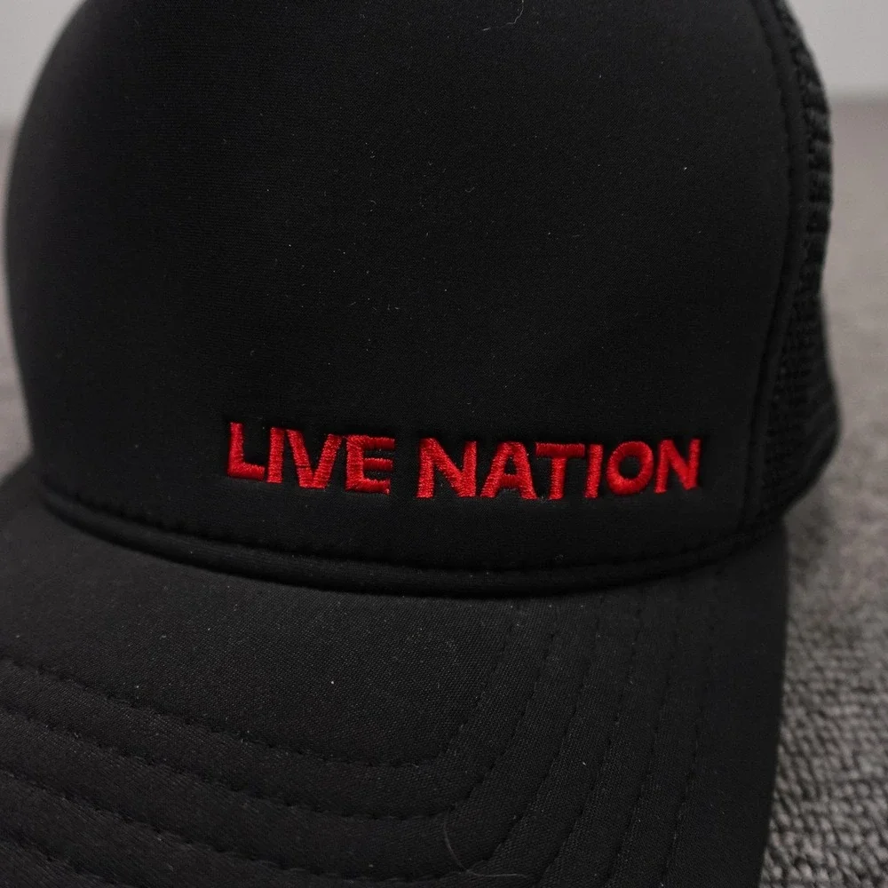 James Perse Hat Cap Snap Back Mens One Size Black Live Nation Mesh Trucker